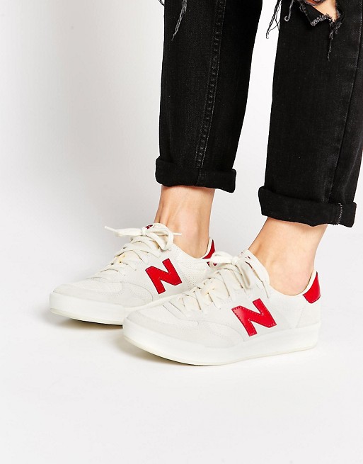 new balance - 300 - baskets en daim avec bordure couleur cuivre - blanc